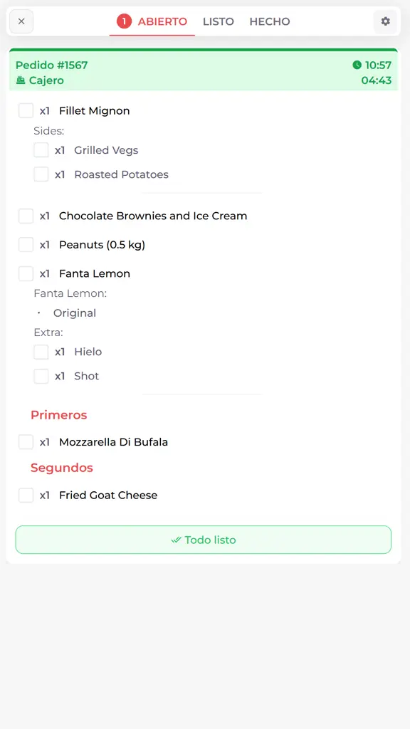 Mobile view of Guava's KDS