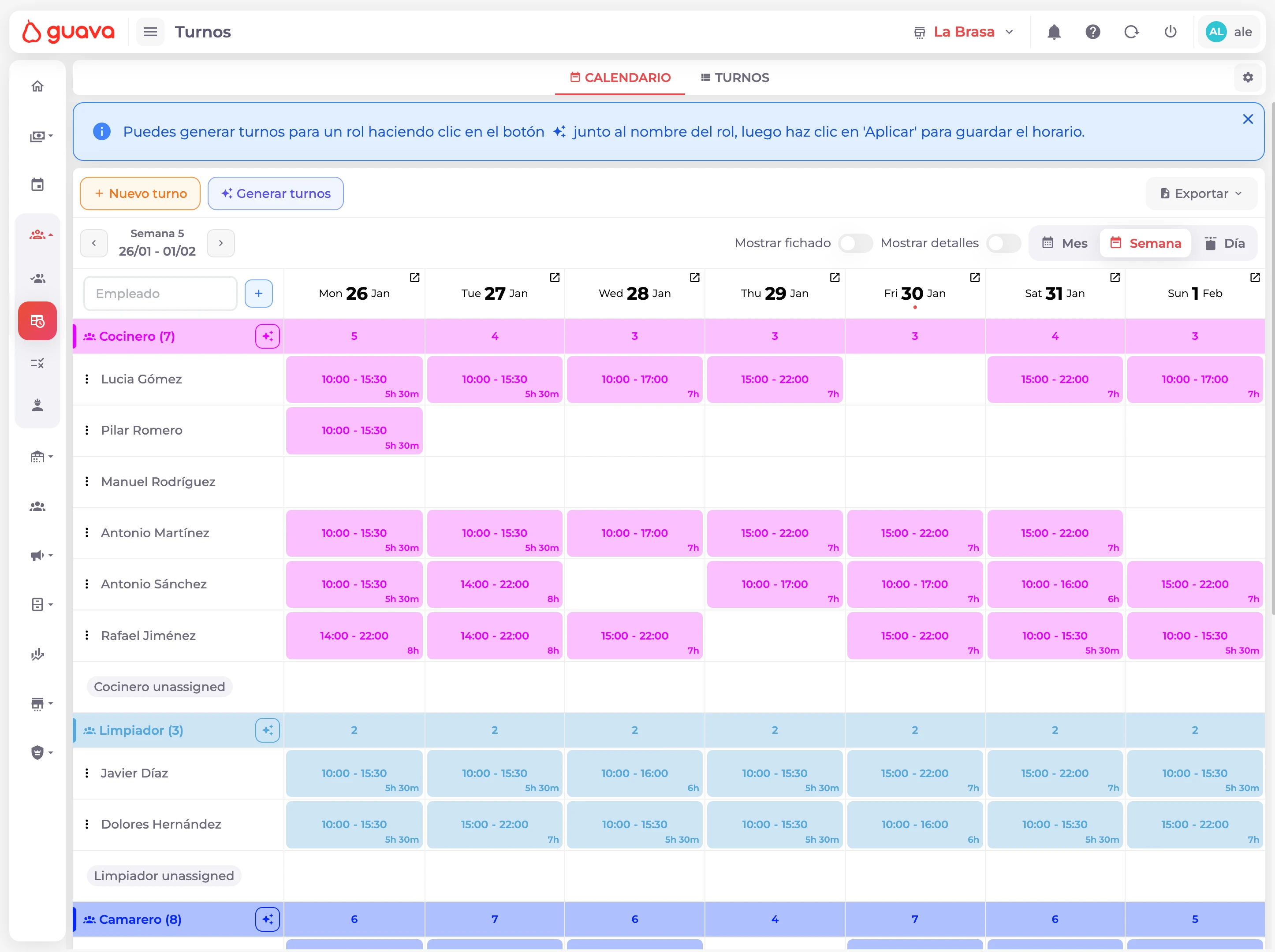 Automatic shift generator with real data