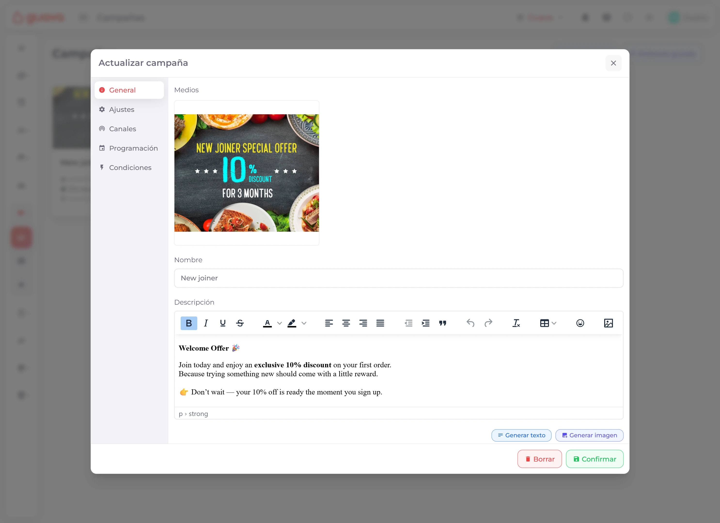 Guava's marketing interface showing campaigns and reviews