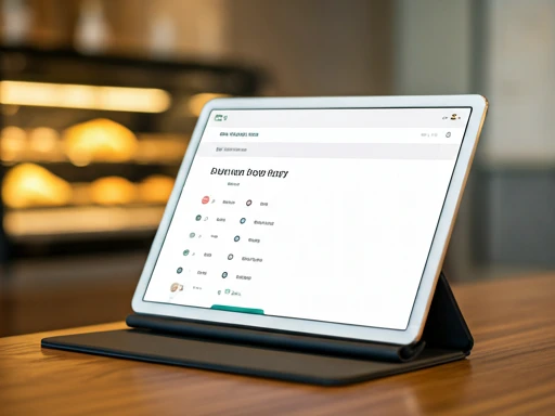 Close up of a modern point of sale tablet system in a bakery setting